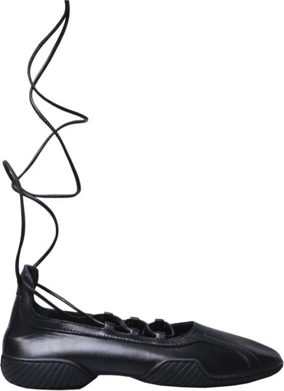 Miista Zwarte Kant Brogues Platte Schoenen