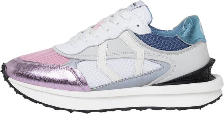 Mikakus Barcelona Blauw en Roze Leren Sneakers Pink Dames