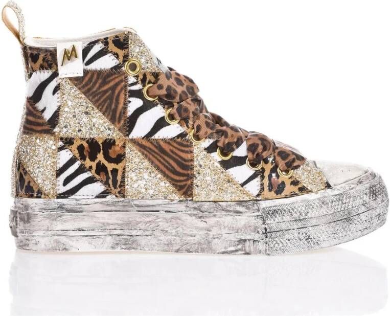Mi era Gouden Animalier Platform Sneakers Glitter