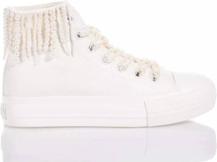 Mi era Witte Platform Sneakers met Parelfranjes