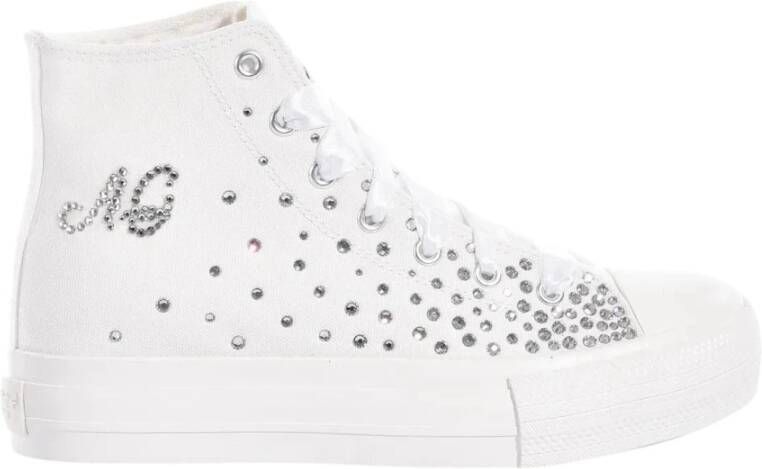 Mi era Witte Platform Sneakers met Swarovski Kristallen