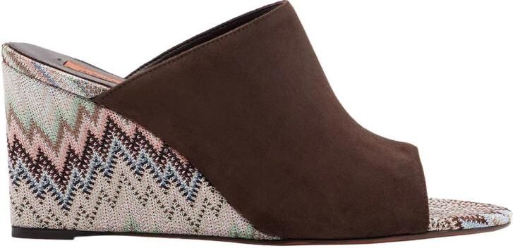 Missoni Chevron-gebreide suède muiltjes