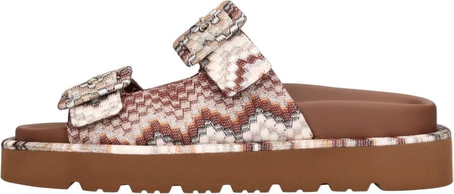 Missoni Sandalen Multicolor Lamé Sandals With Double Buckle Design in bruin