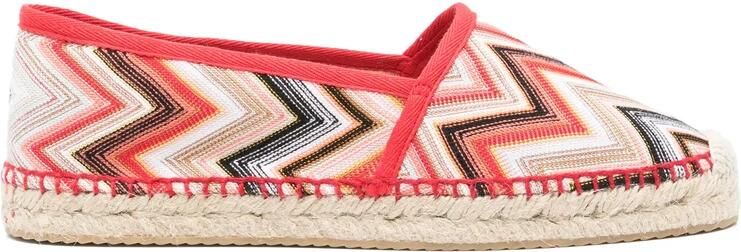 Missoni Rood Klei Gevlochten Raffia Zool Schoenen