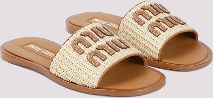 Miu Beige Leren Sandalen Elegant Slip-On Design - Foto 2