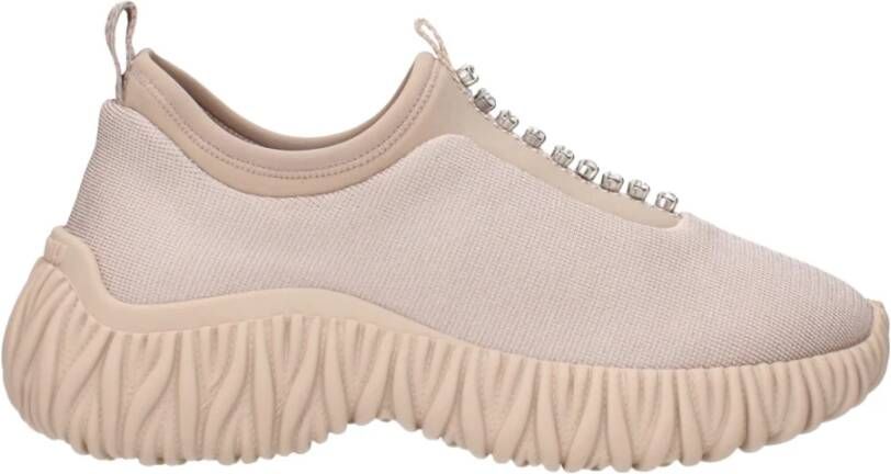 Miu Instapmodel Damesneakers met Strass Detail Beige Dames