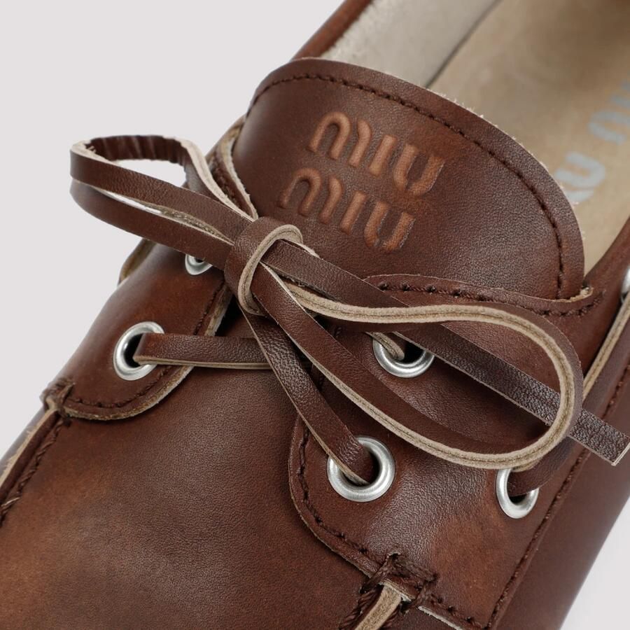 Miu Vintage Boat Loafers in gebleekt leer - Foto 2