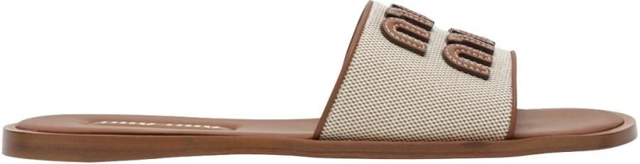Miu Canvas en Leren Slippers