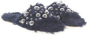 Miu Donkerblauwe Lamsvacht Sandalen met Studs Jodie Blauw Dames