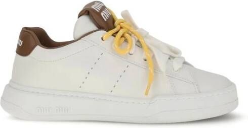 Miu Dubbele-Veters Leren Sneakers