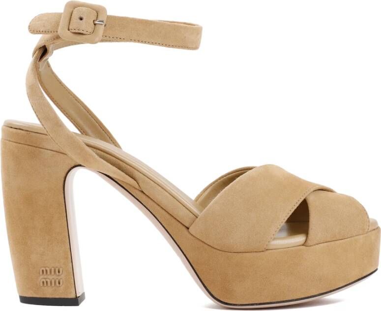 Miu Ecru Suède Sandalen Beige Dames