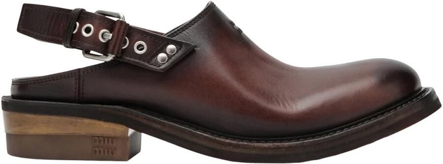 Miu Foule Leather Sabot