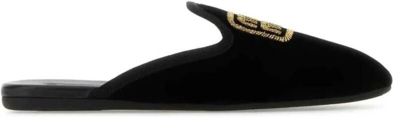 Miu Geborduurde Slip-On Muiltjes Velvet Effect Black Dames
