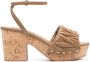 Miu Gestikte Logo Sandalen Beige Dames - Thumbnail 1