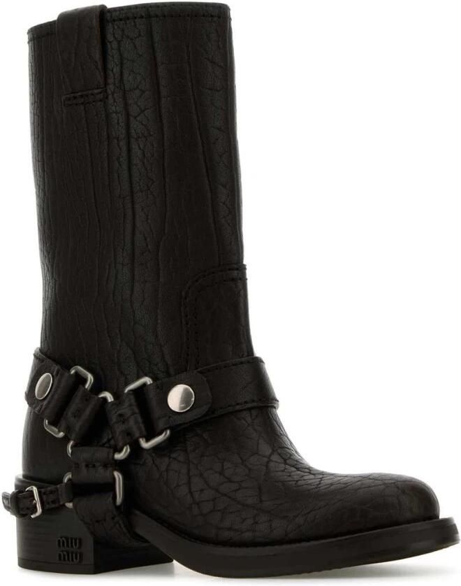 Miu Harness Leather Mid Boots - Foto 2