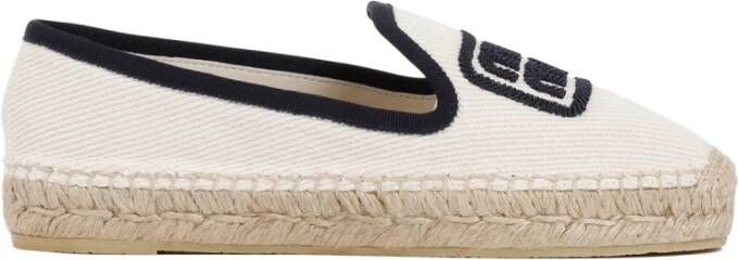 Miu Ivory White Cotton Slippers Beige Dames
