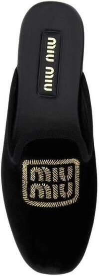 Miu Kalfsleren muiltjes met blokhak - Foto 2