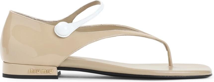 Miu Beige Patentleren Teenslippers - Foto 2