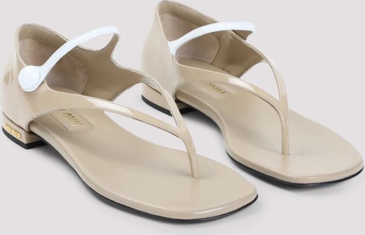 Miu Beige Patentleren Teenslippers