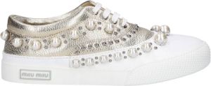 Miu Lage Top Kalfsleren Sneaker Geel Dames
