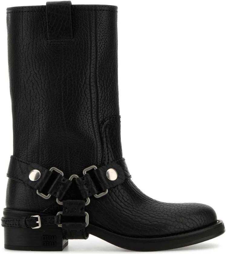 Miu Leather Harness Boots