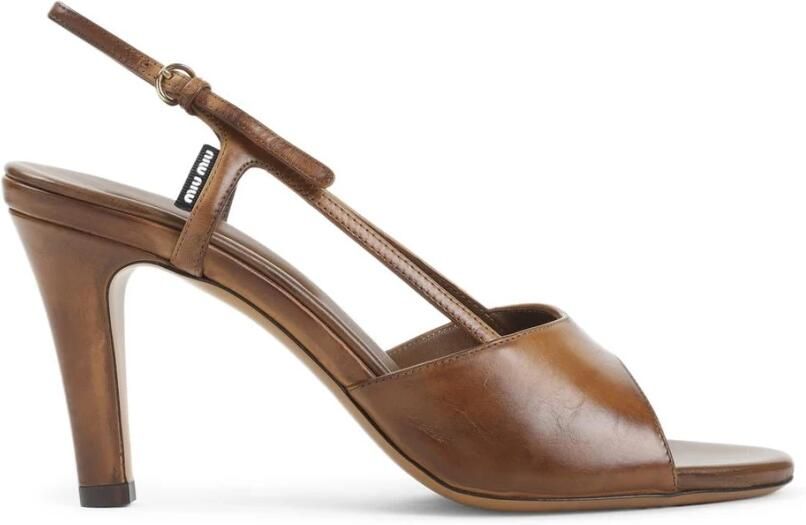 Miu Leather Slingback High Heel Sandals