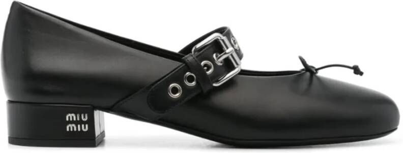 Miu Leren Ballerina Pumps met Strikdetail