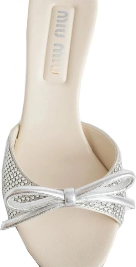 Miu Slippers & Mules Leather Crystals Mules in zilver