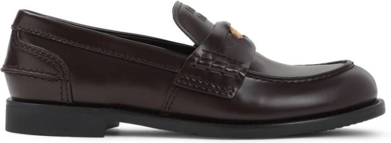 Miu Leren Loafers met Metalen Plaque