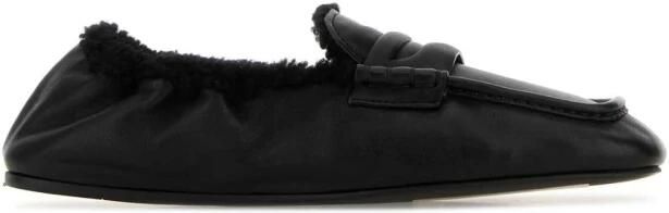 Miu Leren Loafers met Shearlingrand