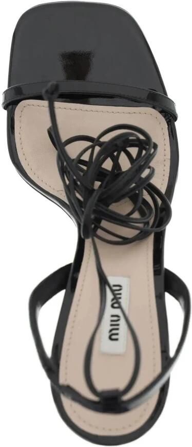Miu Zwarte Leren Sandalen met Vetersluiting Black Dames