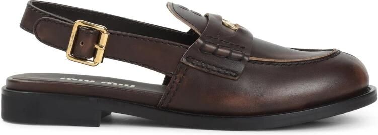 Miu Leren Slingback Loafer