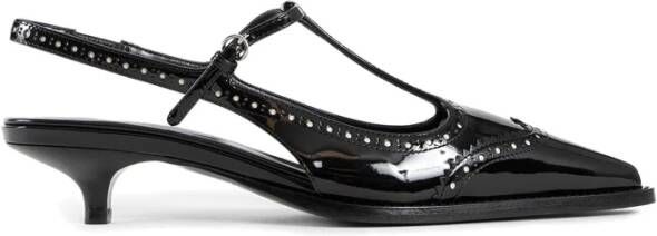 Miu Patentleren Kitten Heel Slingback Pumps Black Dames