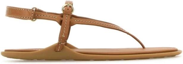 Miu Leren T-Strap Platte Sandalen