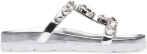 Miu Leren T-strap sandalen Grijs Dames