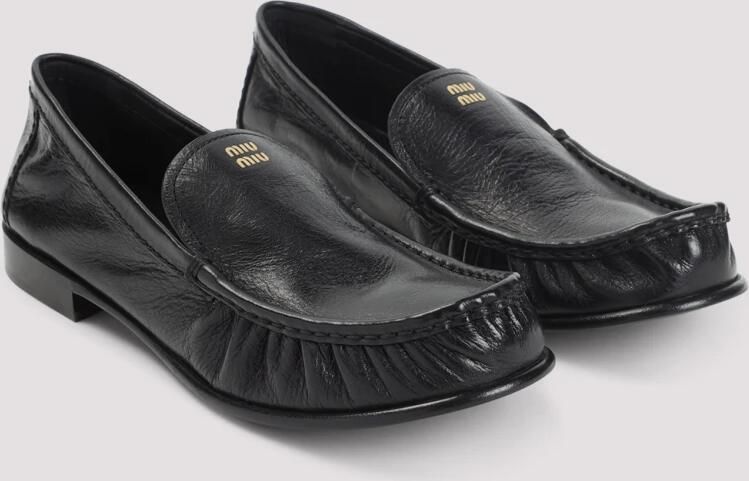 Miu Lettering Logo Buffalo Loafers