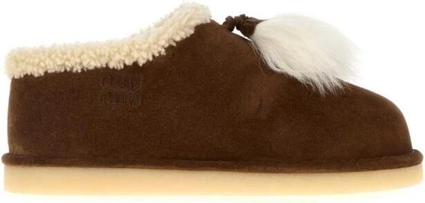 Miu Logo-Lettering Suède Muiltjes