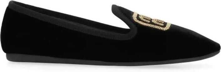 Miu Zwarte Velvet Ballerina Schoenen