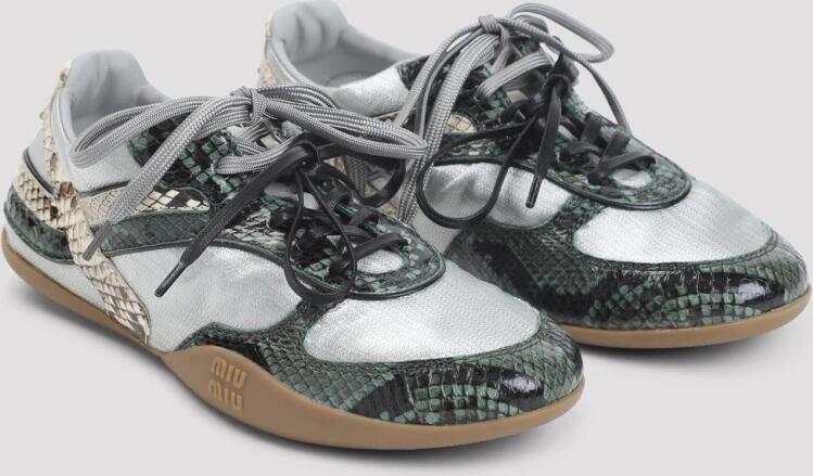 Miu Green Polyamide Sneakers