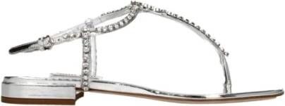 Miu Metallic Rhinestone Flip-Flop Sandalen
