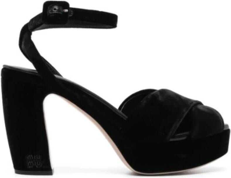 Miu Plateau Sandalen Gekruiste Bandjes Gespsluiting Black Dames