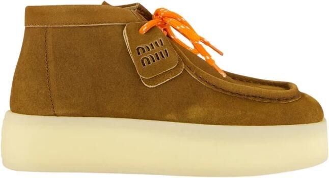 Miu Platform Suède Enkellaarsjes