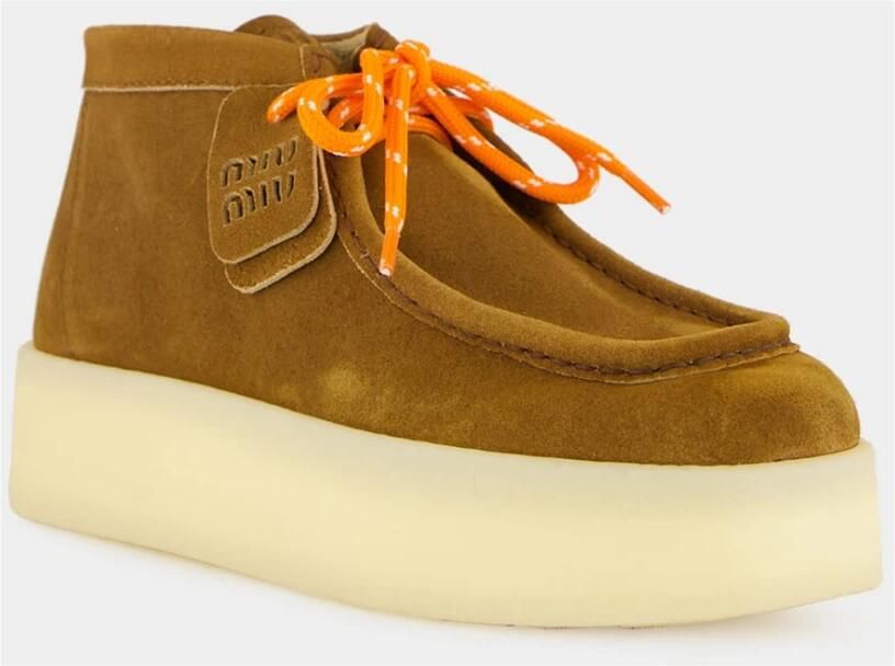 Miu Platform Suède Enkellaarsjes