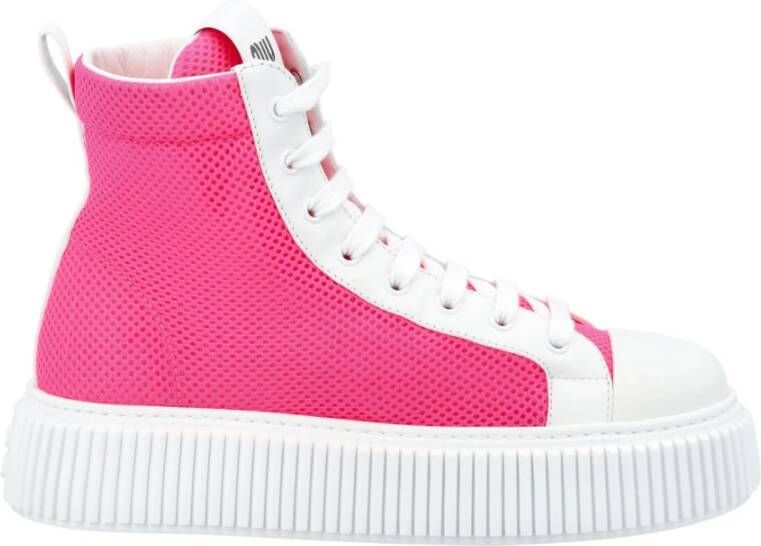 Miu Platte Mesh Platform Sneakers Roze Dames
