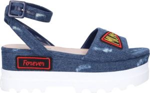 Miu Platte Sandalen Budapester Stijl Blauw Dames
