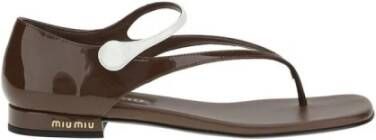 Miu Platte Sandalen van Lakleer