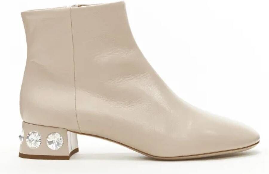 Miu Pre-owned Leather boots Beige Dames