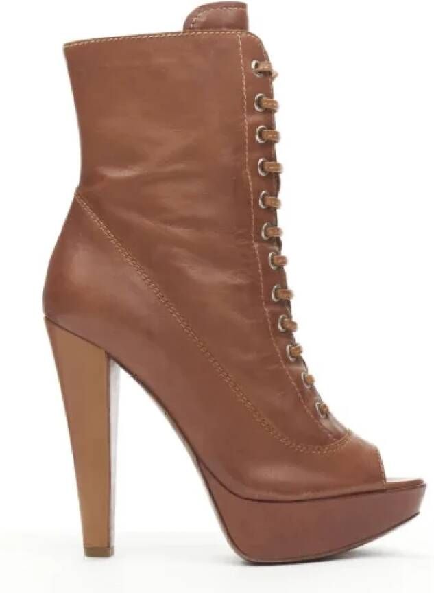 Miu Pre-owned Leather boots Brown Dames