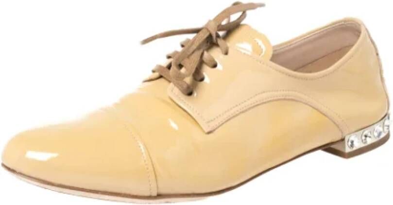 Miu Pre-owned Leather flats Beige Dames