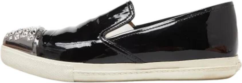 Miu Pre-owned Leather flats Black Dames